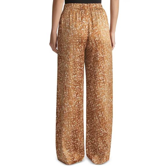 LAFAYETTE 148 WOMENS XSMALL SILK FLOATING LEAVES RIVERSIDE STRETCH PANTS CAMEL - Picture 4 of 14